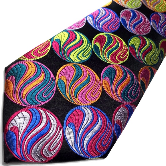 Black Circles Multi-color Lawrence Ivey Silk Tie - Picture 2 of 4
